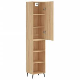 Berkfield Home Highboard Sonoma Oak 34.5x34x180 cm Engineered Wood in Brown - thumbnail 4