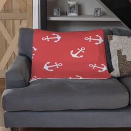 Benjamin Tate Design Anchors On Red Blanket in Natural - Size: 120 cm x 150 cm - thumbnail 2