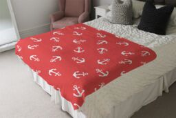 Benjamin Tate Design Anchors On Red Blanket in Natural - Size: 120 cm x 150 cm - thumbnail 3