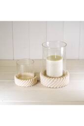 KDMD Sandy Textured Hurricane Glass Candle Holder in Light Sand - thumbnail 2