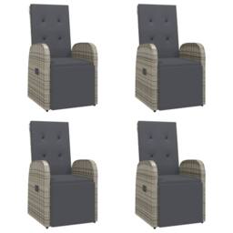 Berkfield Home 5 Piece Garden Dining Set Grey Poly Rattan&Solid Wood Acacia - thumbnail 4