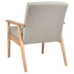 Wyld and Coco Mid-Century Armchair Grey Polyester-Linen Upholstery Light Wood Frame - thumbnail 5
