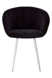 Orsina Black Velvet Chair, Backrest Dining Chair, Easy to Clean Swivel Dining Armchair, Comfortable Armchair - thumbnail 6