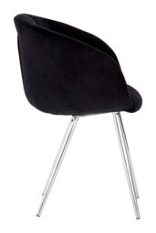 Orsina Black Velvet Chair, Backrest Dining Chair, Easy to Clean Swivel Dining Armchair, Comfortable Armchair - thumbnail 3