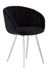 Orsina Black Velvet Chair, Backrest Dining Chair, Easy to Clean Swivel Dining Armchair, Comfortable Armchair - thumbnail 2