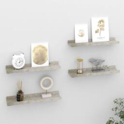 Berkfield Home Wall Shelves 4 pcs Concrete Grey 40x9x3 cm - Size: 40 x 9 x 3 cm - thumbnail 2
