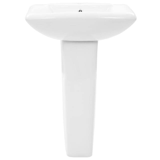 Berkfield Home Elegant Freestanding Basin with Pedestal Ceramic White 580x470x200 mm - image 1