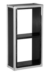 Orsina Crocodile Leather Effect Two-Tier Shelf Wall Cube, Wall Mounted Box Shelves, Storage Cube for Wall, Wall Cube in Black - thumbnail 1