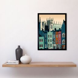 "Artery8 Wall Art Print York Minster & Shambles Street Cityscape Art Framed in Black - Size: W12"" x H16""" - thumbnail 2