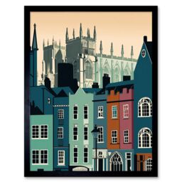 "Artery8 Wall Art Print York Minster & Shambles Street Cityscape Art Framed in Black - Size: W12"" x H16""" - thumbnail 1