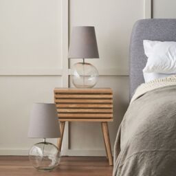 Ruma Set of 2 Hallie Clear Glass & Grey Shade Table Lamp - thumbnail 1