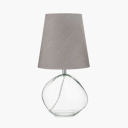 Ruma Set of 2 Hallie Clear Glass & Grey Shade Table Lamp - thumbnail 4