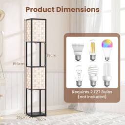 Costway 2-Light Floor Lamp Wooden Shelf Lamp with Shelves in Brown - thumbnail 2