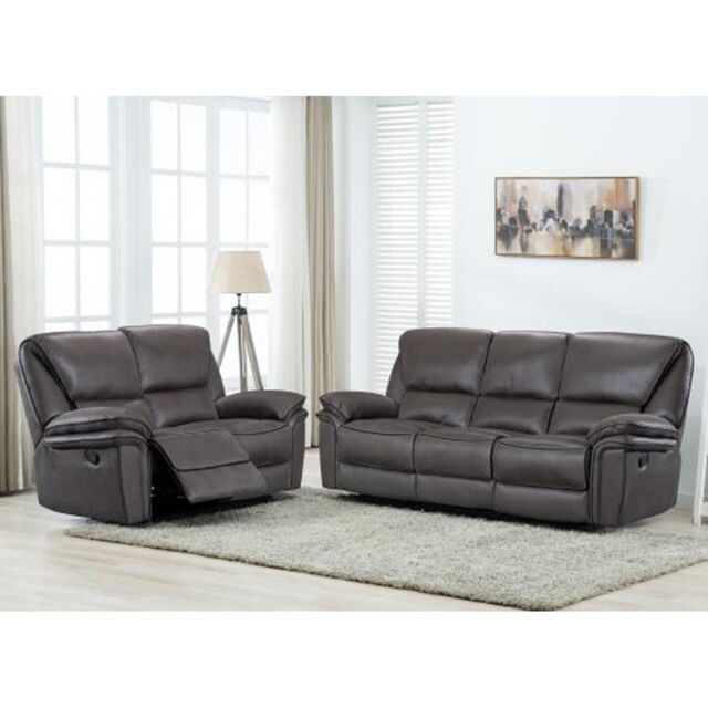 Furnishings For Less UK Boston Grey Fabric Large Sofa Suite Manual Reclining Sofa Set 3 + 2 Seater Sofas - image 1