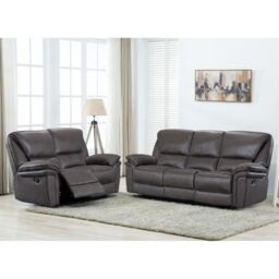 Furnishings For Less UK Boston Grey Fabric Large Sofa Suite Manual Reclining Sofa Set 3 + 2 Seater Sofas - thumbnail 1