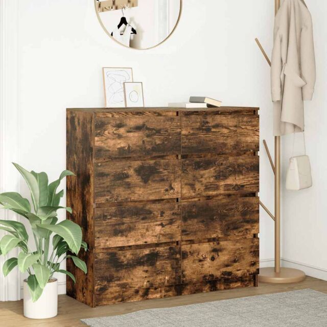 Berkfield Home Sideboard Smoked Oak 100x35x99 cm Engineered Wood in Brown - Size: 100 x 35 x 99 cm - image 1