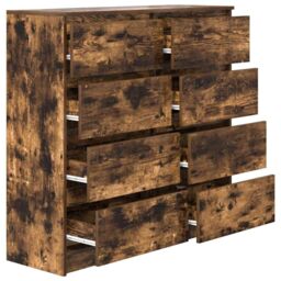Berkfield Home Sideboard Smoked Oak 100x35x99 cm Engineered Wood in Brown - Size: 100 x 35 x 99 cm - thumbnail 5