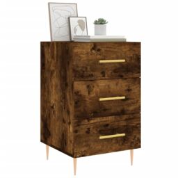 Berkfield Home Bedside Cabinet Smoked Oak 40x40x66 cm Engineered Wood in Brown - Size: 40 x 40 x 66 cm - thumbnail 3