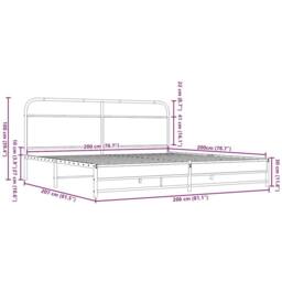 Berkfield Home Metal Bed Frame without Mattress Brown Oak 200x200 cm - thumbnail 9