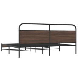 Berkfield Home Metal Bed Frame without Mattress Brown Oak 200x200 cm - thumbnail 7