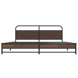 Berkfield Home Metal Bed Frame without Mattress Brown Oak 200x200 cm - thumbnail 5