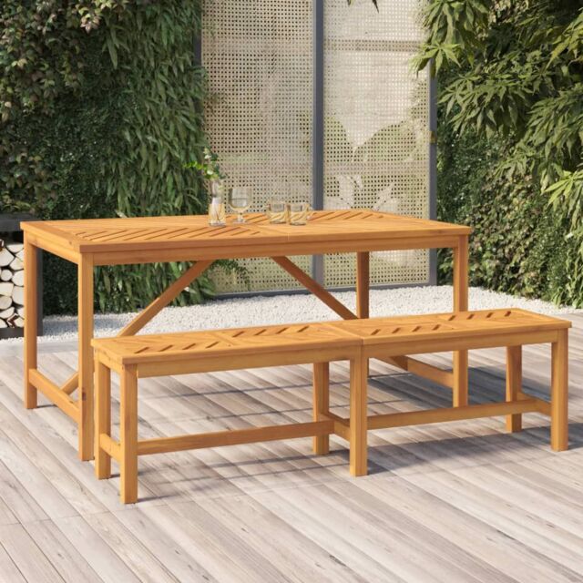 Berkfield Home Garden Dining Table 150x90x74 cm Solid Wood Acacia in Brown - Size: 150 x 90 x 74 cm - image 1