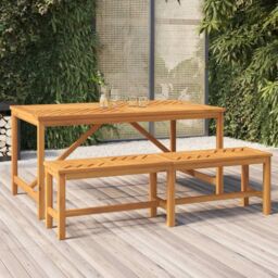 Berkfield Home Garden Dining Table 150x90x74 cm Solid Wood Acacia in Brown - Size: 150 x 90 x 74 cm - thumbnail 1