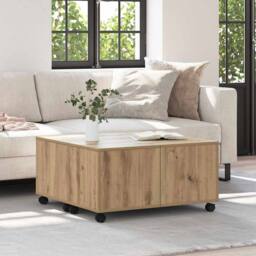 Berkfield Home Coffee Table Artisan oak 75 x 75 x 38 cm Engineered wood in Brown - thumbnail 4