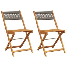 Berkfield Home Beautiful Bistro Chairs 2 pcs Grey Solid Wood Acacia & Rope in Tan - thumbnail 3