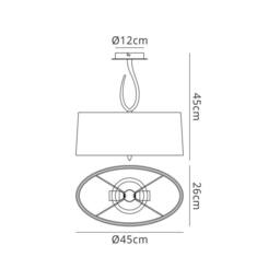 Netlighting Lua Semi Flush Ceiling 2 Light E27 Satin Nickel with White Shade in Grey - thumbnail 2