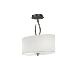Netlighting Lua Semi Flush Ceiling 2 Light E27 Satin Nickel with White Shade in Grey