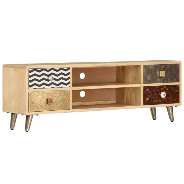 Berkfield Home TV Cabinet 120x30x40 cm Solid Mango Wood in Brown - Size: 120 x 30 x 40 cm - image 1