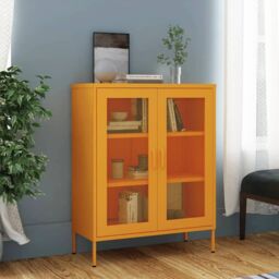 Berkfield Home Storage Cabinet Mustard Yellow 80x35x101.5 cm Steel - thumbnail 1