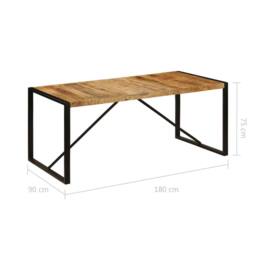 Berkfield Home Beautiful Dining Table Solid Rough Mango Wood 180 cm in Brown - thumbnail 7