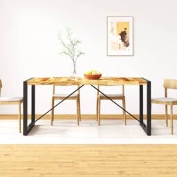 Berkfield Home Beautiful Dining Table Solid Rough Mango Wood 180 cm in Brown - thumbnail 2