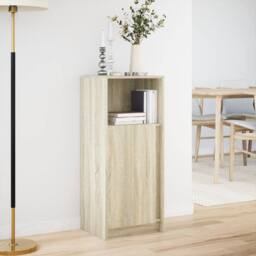 Berkfield Home Sideboard with LED Sonoma Oak 42.5x34x100 cm Engineered Wood in Brown - thumbnail 4