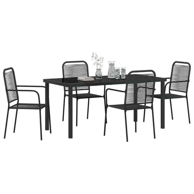 Berkfield Home Stunning 5 Piece Garden Dining Set Black Cotton Rope & Steel - image 1