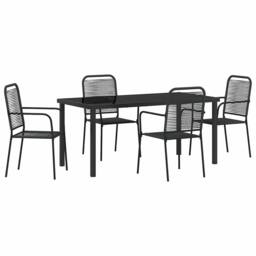 Berkfield Home Stunning 5 Piece Garden Dining Set Black Cotton Rope & Steel - thumbnail 3