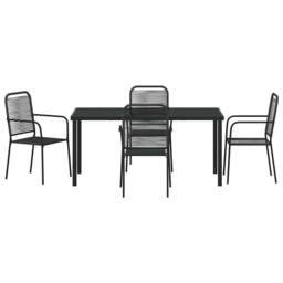 Berkfield Home Stunning 5 Piece Garden Dining Set Black Cotton Rope & Steel - thumbnail 7