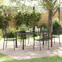 Berkfield Home Stunning 5 Piece Garden Dining Set Black Cotton Rope & Steel - thumbnail 2