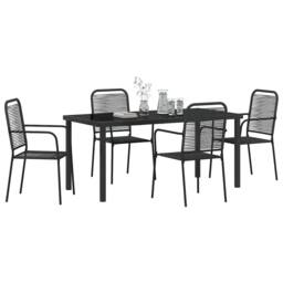 Berkfield Home Stunning 5 Piece Garden Dining Set Black Cotton Rope & Steel - thumbnail 1