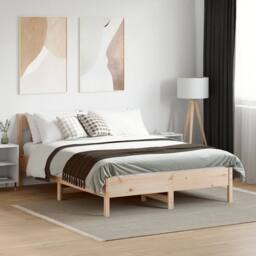 Berkfield Home Beautiful Bed Frame without Mattress 120x200 cm Solid Wood Pine in Light Tan - Size: Small Double - thumbnail 1