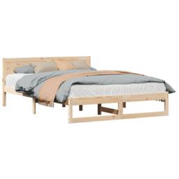 Berkfield Home Modern Bed Frame Natural Pine Wood 150 x 200 cm Simplistic Bed Frame in Beige - thumbnail 1