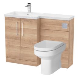 Balterley Floor Standing Vanity, WC Unit, Pan, Seat & Cistern - Bleached Oak in Brown - thumbnail 1