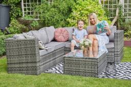 Furniture Maxi Vancouver 5 Seater Rattan Corner Sofa Patio Set in Grey - thumbnail 3