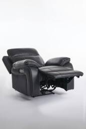 More4Homes Vinson Electric Recliner Air Leather USB-C Charging Recliner Chair in Charcoal - Size: Armchair - thumbnail 7