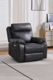 More4Homes Vinson Electric Recliner Air Leather USB-C Charging Recliner Chair in Charcoal - Size: Armchair - thumbnail 1