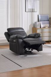 More4Homes Vinson Electric Recliner Air Leather USB-C Charging Recliner Chair in Charcoal - Size: Armchair - thumbnail 3
