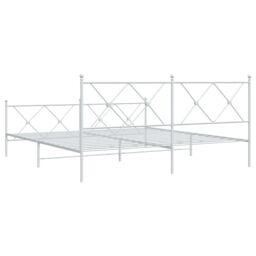 Berkfield Home Metal Bed Frame without Mattress with Footboard White 183x213cm - Size: 183x213 cm - thumbnail 6