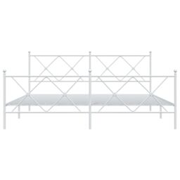 Berkfield Home Metal Bed Frame without Mattress with Footboard White 183x213cm - Size: 183x213 cm - thumbnail 4